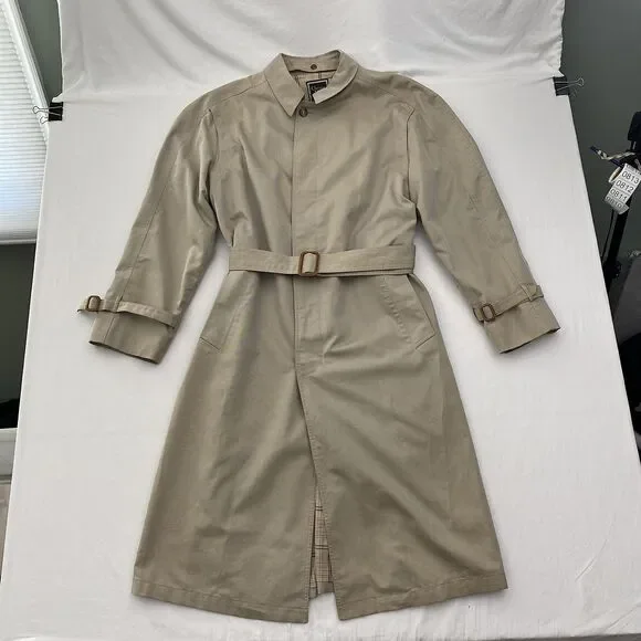 Christian Dior Monsieur Trench Coat Raincoat Mens 42L Beige Classic 80s Vintage